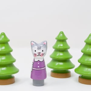 Miss Kitty, Forest Friends, Kitty peg doll, wooden kids toy, handmade kids toy, wooden kids toy, kitty toy, kitty peg, painted peg doll