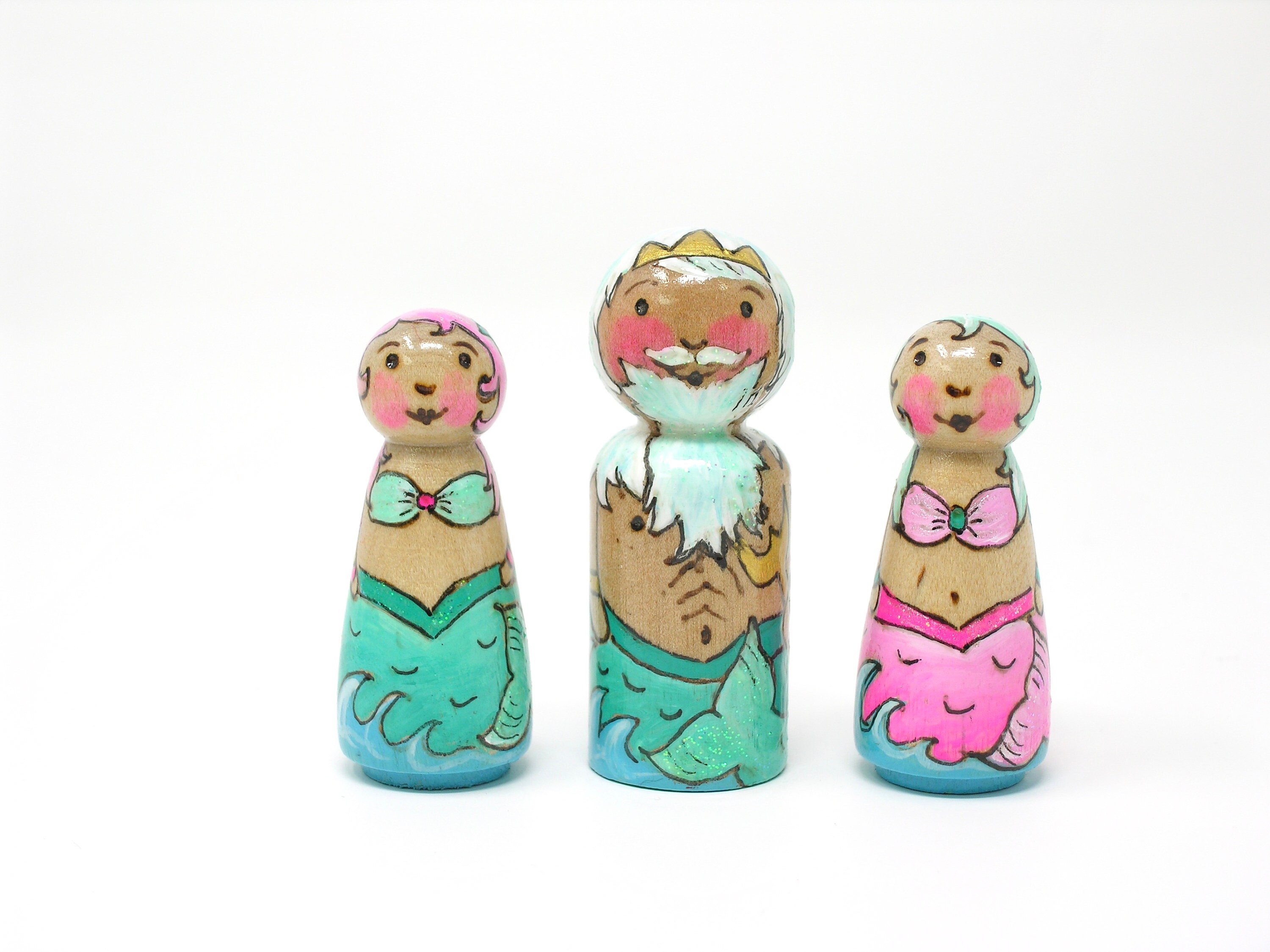Mermaid Folks Merfolk Mermaid toy Merman toy mermaid peg Etsy