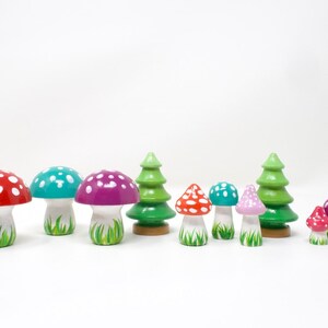 Medium Mushrooms, choice of 3 colors, wooden mushroom decoration, wooden mushroom toy, hand-painted mushroom, gnome decor, gnome mushroom image 5