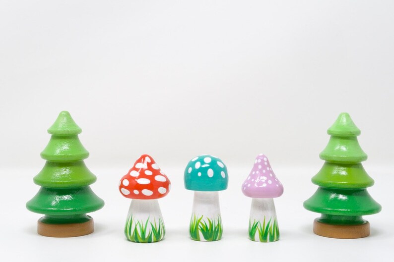 Medium Mushrooms, choice of 3 colors, wooden mushroom decoration, wooden mushroom toy, hand-painted mushroom, gnome decor, gnome mushroom image 6