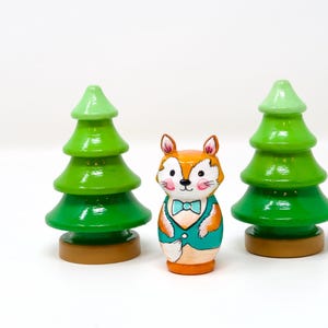 Hand-Painted Wooden Fox Toy: Mr. Fancy Fox Peg Doll