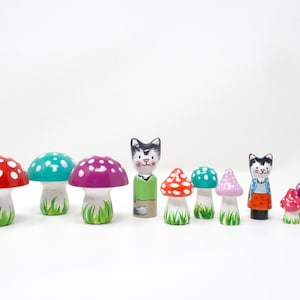 Medium Mushrooms, choice of 3 colors, wooden mushroom decoration, wooden mushroom toy, hand-painted mushroom, gnome decor, gnome mushroom image 4