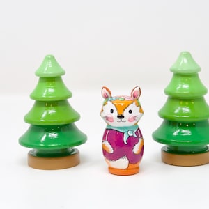 Hand-Painted Wooden Fox Toy: Mrs. Fancy Fox Peg Doll