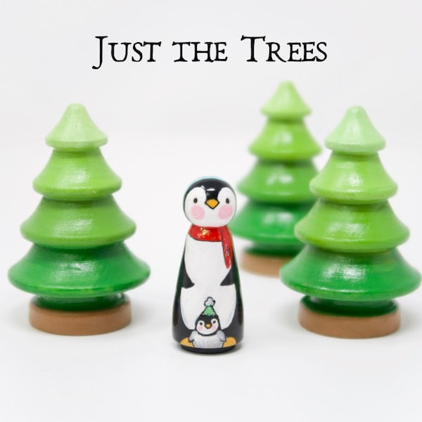 TREES! Just the trees, (wooden trees only), tree decoration, evergreen  tree, nature table, winter, stocking stuffer, hand made toy