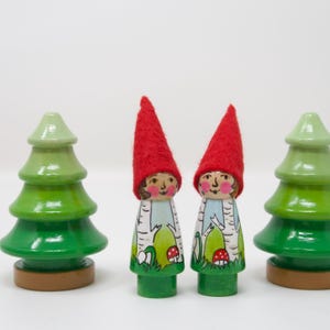 Birch Forest Gnome: Hand-Painted Wooden Christmas Peg Doll