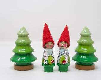 Birch Forest Gnome: Hand-Painted Wooden Christmas Peg Doll