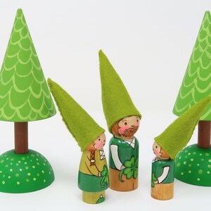 Lucky Gnome Girl, St Patricks Day Gnome, 4 leaf clover gnomes, birthday ring, leprechaun gnome, clover gnome, gnome toy, peg doll gnome, image 2