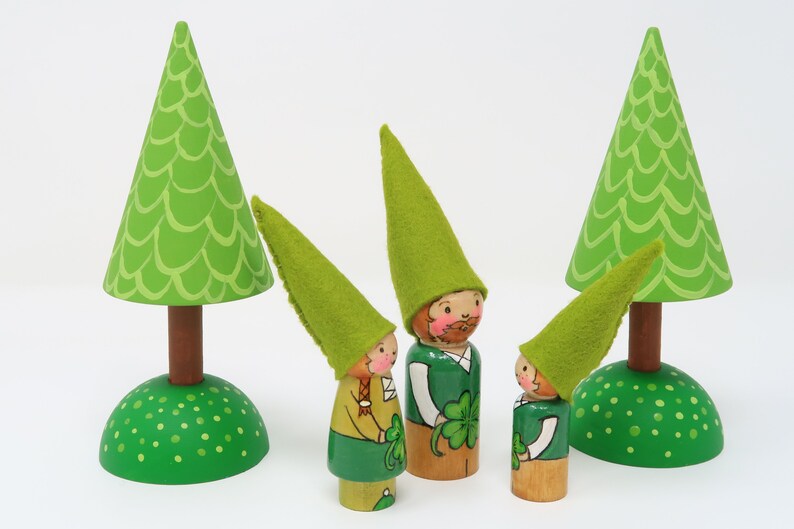 Lucky Gnome Girl, St Patricks Day Gnome, 4 leaf clover gnomes, birthday ring, leprechaun gnome, clover gnome, gnome toy, peg doll gnome, image 2