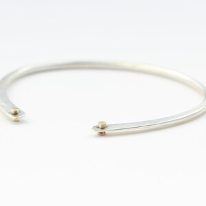 Hammered Sterling Silver Bracelet With 14k Gold Riveted Wire