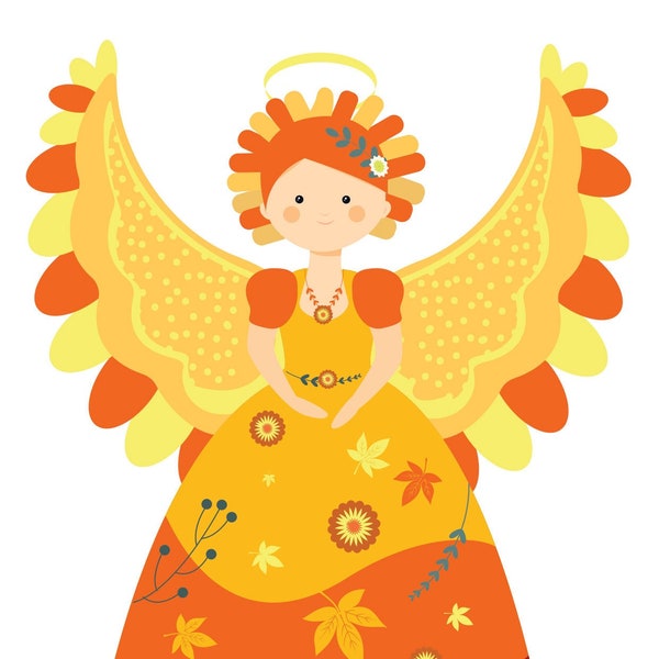 Digital Download Clipart – Autumn Angel Clip Art --Fall Colors Angel-- Fall Season--Vector File