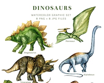 Digital Download Clip Art--Jurassic Creatures--Fascinating Dinosaurs
