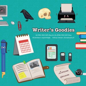 Digital Download Clip Art--Writer&#39;s Goodies--Fun Tools Writers Use!