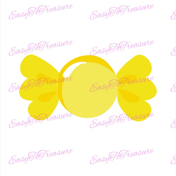 Digital Download Clipart - Yellow Round Hard Candy in Wrapper JPEG and PNG files