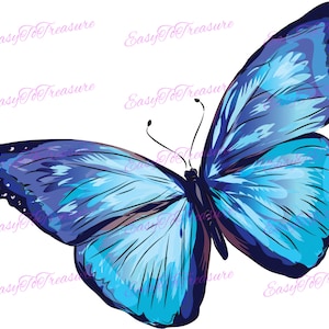Digital Download Clipart – Baby Blue and Dark Blue Butterfly JPEG and PNG files