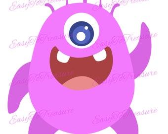 Digital Download Clipart – Purple Alien Astronaut and Outer Space JPEG and PNG files