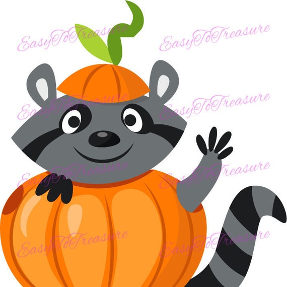 Digital Download Clipart Halloween Raccoon Pumpkin Costume | Etsy