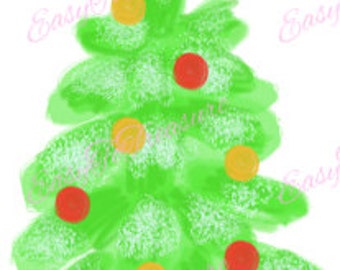 Digital Download Clipart – Christmas Tree with Ornaments JPEG and PNG files