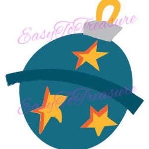 Digital Download Clipart – Blue Christmas Ornament with Stars Clipart Design JPEG and PNG files