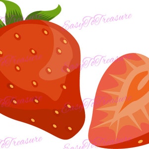 Digital Download Clipart – Strawberry Fruit JPEG and PNG files