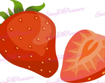 Digital Download Clipart – Strawberry Fruit JPEG and PNG files