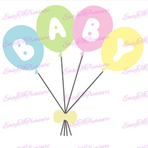 Digital Download Clipart –  Colorful Baby Balloons JPEG and PNG files
