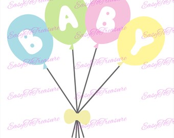 Digital Download Clipart –  Colorful Baby Balloons JPEG and PNG files