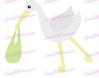 Digital Download Clipart – Baby Stork JPEG and PNG files