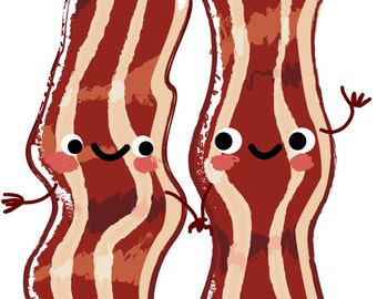 Digital Download Clipart – Breakfast Treats, Bacon Food, Bacon Characters JPEG and PNG files