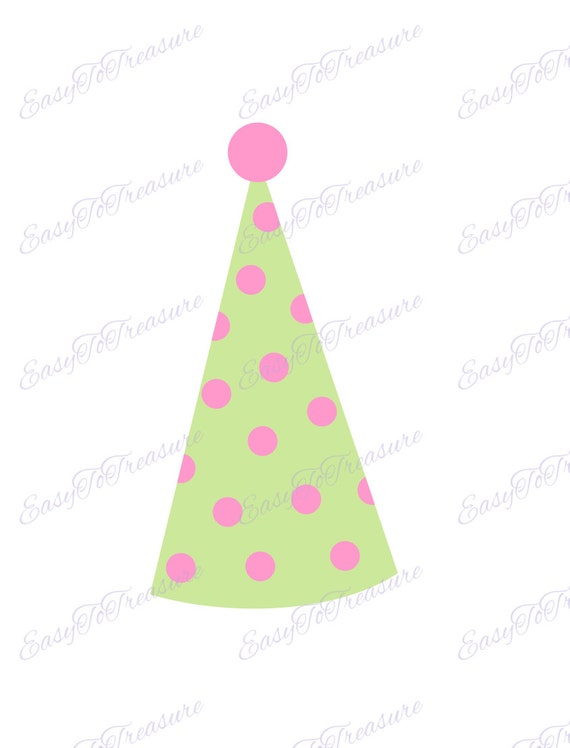 Clipart Anniversaire Fete Celebration Vert Chapeau Rose Etsy