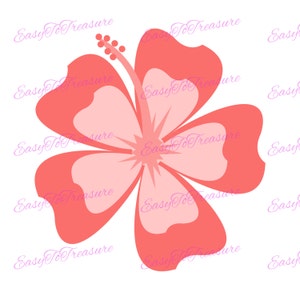 Digital Download Clipart – Pink Hibiscus Flower 2 Hawaiian Luau JPEG and PNG files