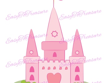 Digital Download Clipart – Pink Princess Castle JPEG and PNG files