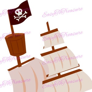 Digital Download Clipart –  Pirate Ship JPEG and PNG files