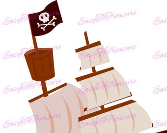 Digital Download Clipart –  Pirate Ship JPEG and PNG files
