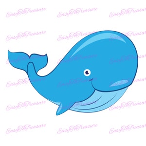 Digital Download Clipart – Blue Whale JPEG and PNG files