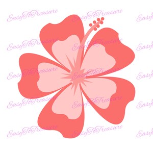 Digital Download Clipart – Pink Hibiscus Flower Hawaiian Luau JPEG and PNG files