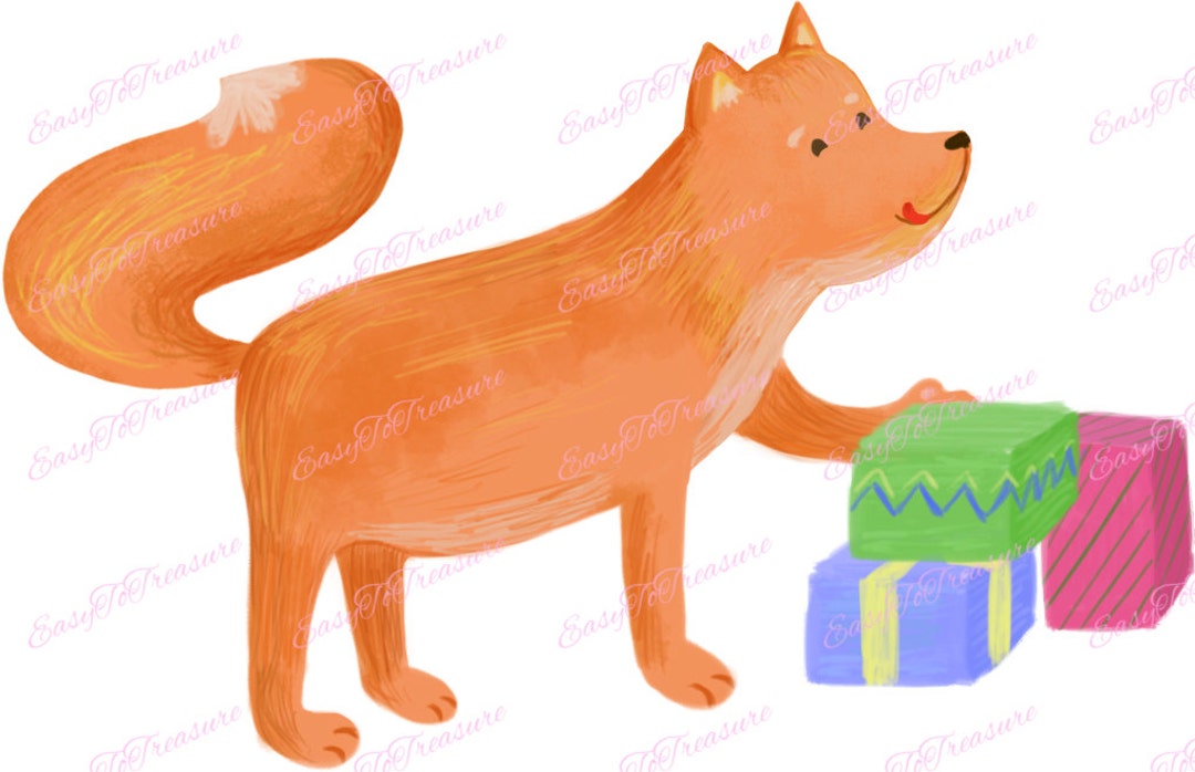 Digital Download Clipart – Red Fox With Christmas Gifts JPEG and PNG ...