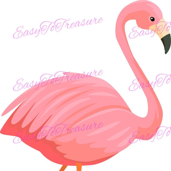 Flamingo clipart, Bird clip art, Summer clipart, Tropical clipart, Flamingo digital download, Clipart for commercial use, Printable flamingo
