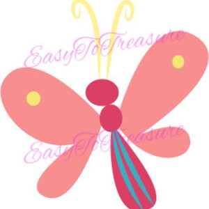 Digital Download Clipart – Pink Butterfly JPEG and PNG files