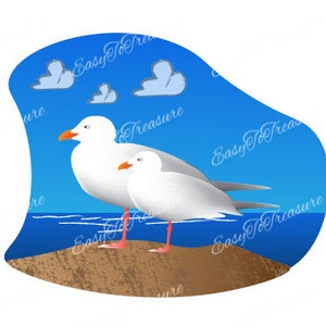 Digital Download Clipart - Maritime Möwen JPEG- und PNG-Dateien