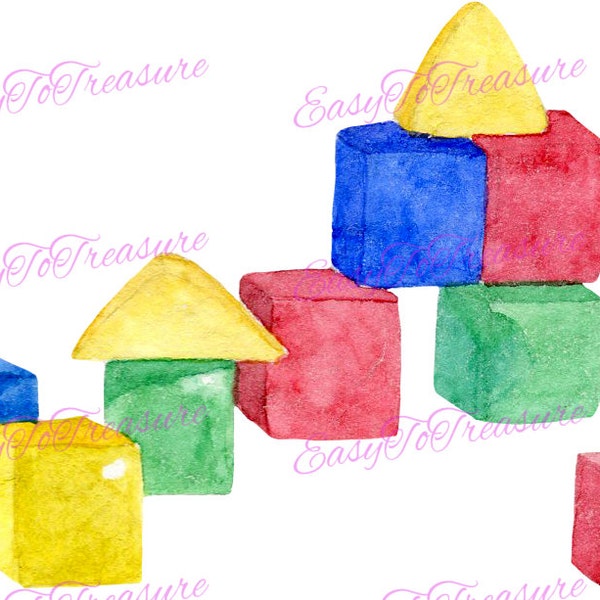 Digital Download Clipart – Wooden Blocks JPEG and PNG files