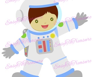 Digital Download Clipart – Boy Astronaut and Outer Space JPEG and PNG files