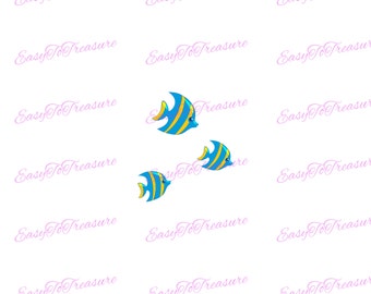 Digital Download Clipart – Blue and Yellow Angel Fish JPEG and PNG files