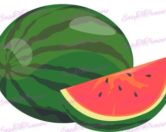 Digital Download Clipart – Watermelon Fruit JPEG and PNG files