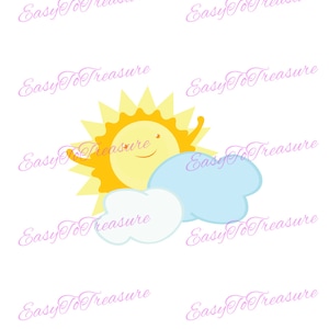 Digital Download Clipart – Sun and Clouds JPEG and PNG files