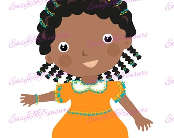 Digital Download Clipart – African American Girl JPEG and PNG files