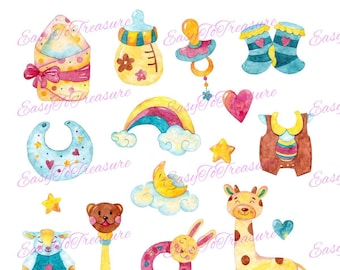 Digital Download Clipart – Variety of  16 Baby Collection designs in JPEG and PNG file formats