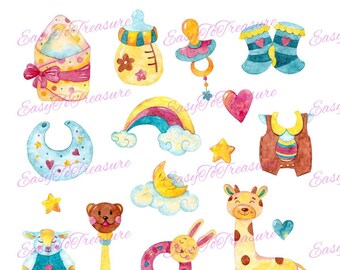Clipart – variété de 16 modèles de Collection bébé en JPEG et PNG formats de fichier en téléchargement numérique