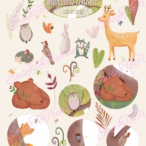 Wald Tiere Clipart, Klammer Waldtiere, Kunst, Kinderzimmer, Baby-Dusche, bedruckbar, niedlichen Waldtieren clipart