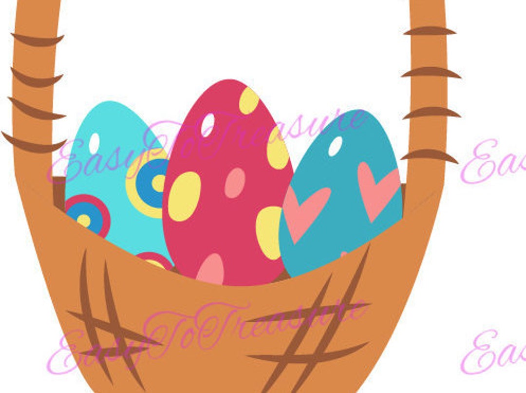 Digital Download Clipart – Easter Basket With Eggs JPEG and PNG Files ...
