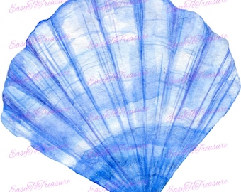 Digitaler Download Clipart – Blue und White Sea Shell JPEG und PNG-Dateien